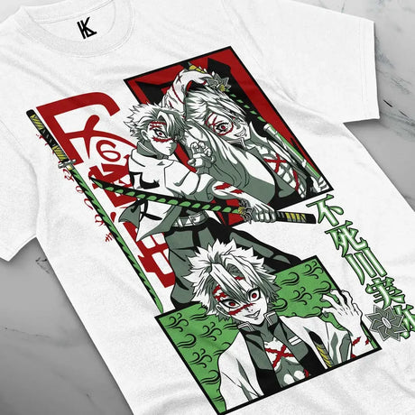 Here at Everythinganimee we have the best anime shirts in the world.
Step into the dark and thrilling world of Demon Slayer with this powerful Sanemi and Kokushibo tee. Featuring intense artwork that showcases the fierce clash between two iconic characters.