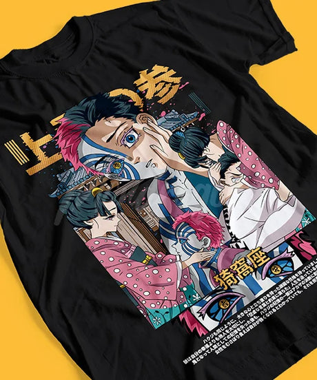 Here at Everythinganimee we have the best anime shirts in the world.
Dive into the captivating world of Kimetsu with this Akaza-themed tee. Showcasing stunning artwork of Akaza in his iconic form, this shirt captures the intense energy of the Upper Moon Demon.