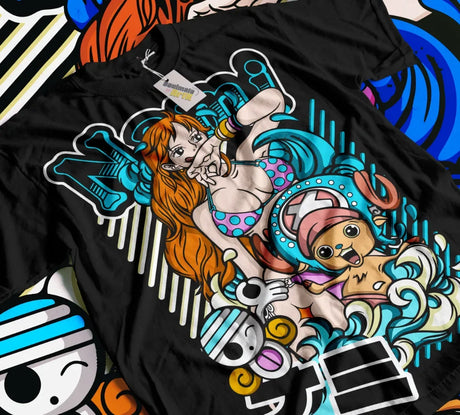 Here at Everythinganimee we have only the best anime merch! Free Global Shipping.
Show off your love for One Piece with this eye-catching and vibrant Nami & Chopper vintage T-shirt. 