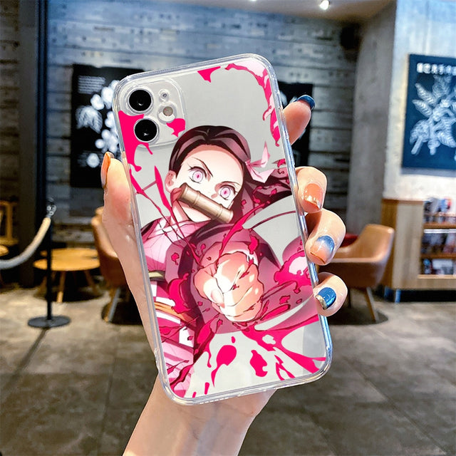 Japan Anime Demon Slayer Case for IPhone 11 12 13 14 Pro Max 6s 7 8Plus X XR XS SE Phone Case Kimetsu No Yaiba TPU Cover Coque, everythinganimee