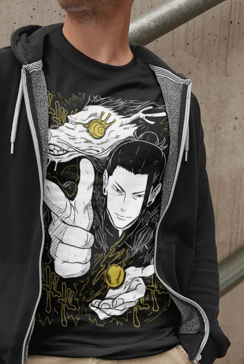 This tee captures Geto’s commanding presence, making it a perfect addition to the wardrobe. If you are looking for more Jujutsu Kaisen Merch, We have it all! | Check out all our Anime Merch now!