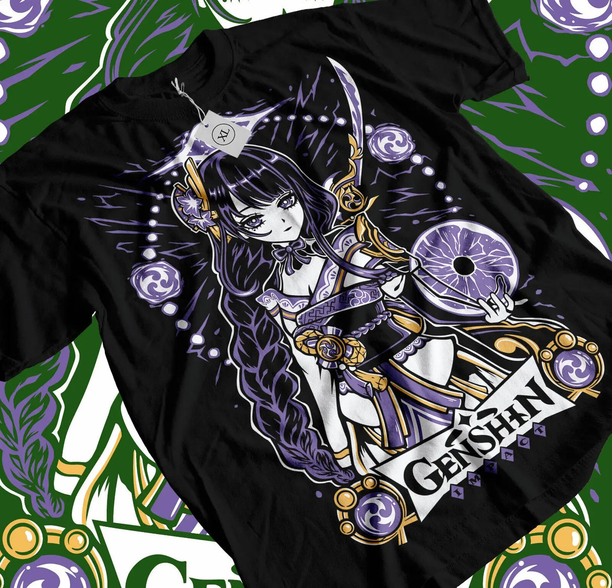  This kawaii tee features the powerful Raiden Shogun from Genshin Impact, perfect for fans. If you are looking for more Genshin Impact Merch, We have it all! | Check out all our Anime Merch now!