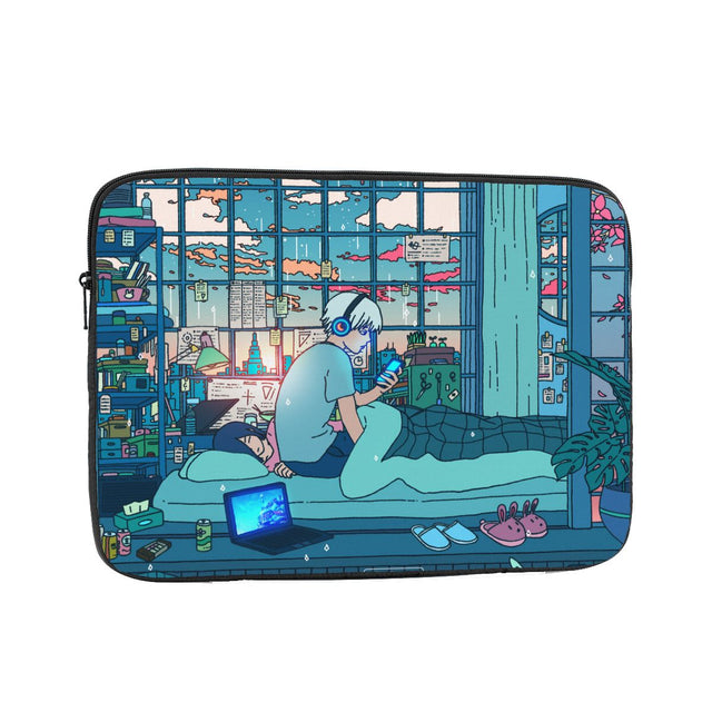 Anime Manga City Night Kawaii Cool Laptop Liner Sleeve 12 13 15 17 Inch Notebook Bag Case Computer Shockproof Case Bag Everythinganimee, anime merch, anime gear, anime, anime stuff, buy anime, Manga Otaku Cosplay Japan Animation Shonen Shoujo Seinen Shojo Mecha Fandom Subtitle Dubbed Fanart MyAnimeList MangaStream Studio Ghibli