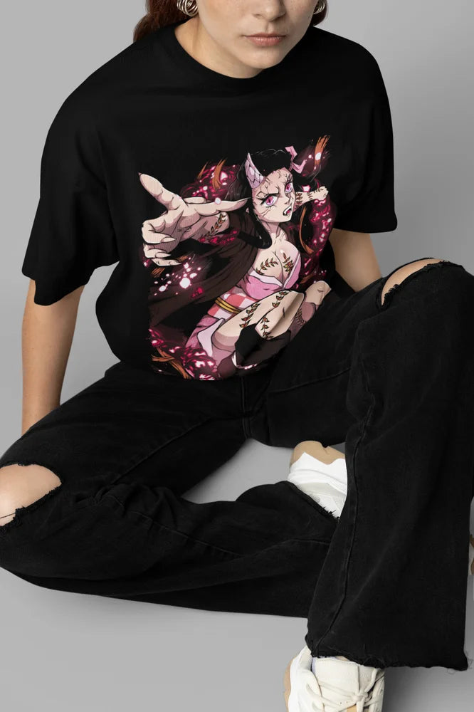 Immerse yourself in this striking Nezuko Tee, perfect for anime fans. Looking for more Demon Slayer merch? Explore our full collection of anime merch now!