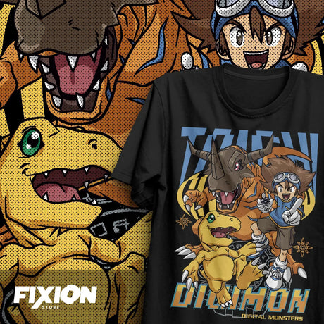 This tee captures the magic of Taichi & Agumon. If you're looking for more Digimon merch, we have it all! Check out our anime merch now—free shipping!