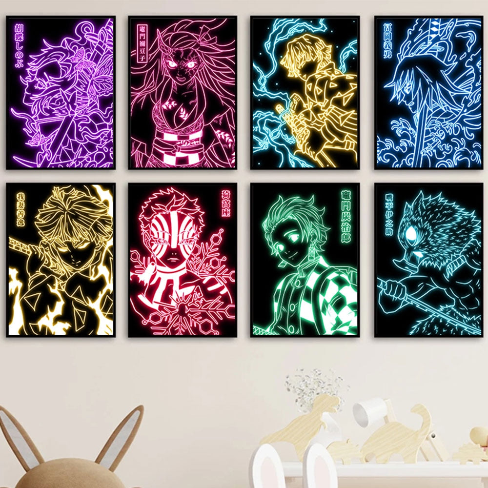 My Hero Academia Demon Slayer Anime Canvas Wall Art For Kids -   - Free Shipping & Up to 50% OFF
