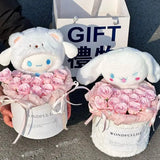 Cherish the kawaii Hello Kitty Cinnamoroll Plush Rose Bouquet, perfect for gifting. Soft, premium quality for special occasions and Hello Kitty fans