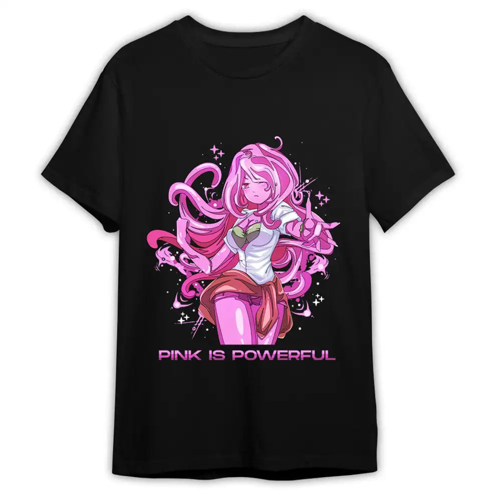 Here at Everythinganimee we have the best anime shirts in the world.
Embrace the strength of pink with the Hylo Pink Power Tee, featuring the fierce and confident character from the Hylo series. With a vibrant pink design and the bold statement "Pink is Powerful,".