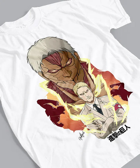 Here at Everythinganimee we have the best anime shirts in the world. 
Embrace the power of the Armored Titan with this bold Reiner Braun Tee from Attack on Titan.