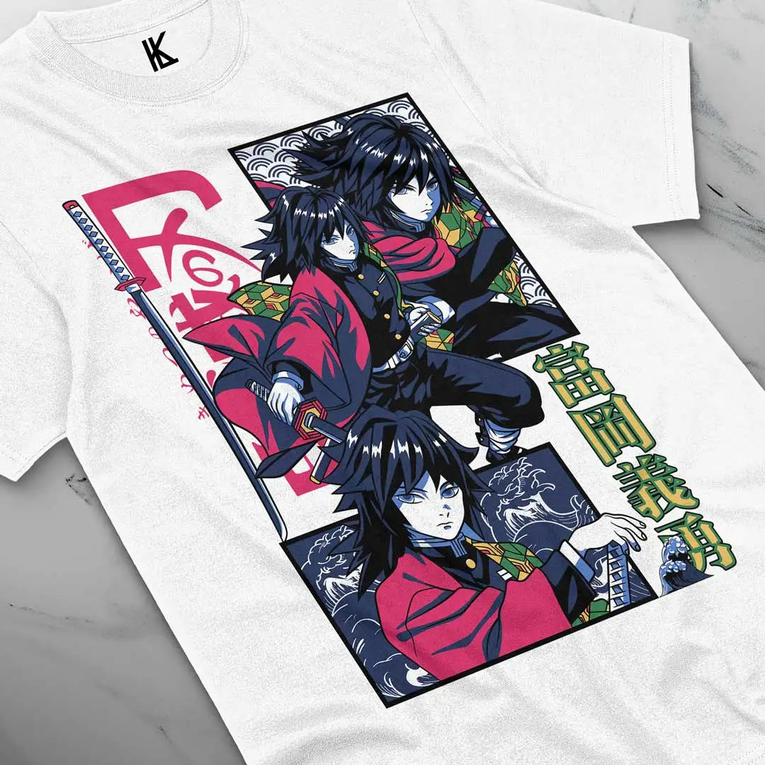 Here at Everythinganimee we have the best anime shirts in the world.
Dive into the world of Demon Slayer with this bold Giyu Tomioka tee. Featuring the fierce Water Hashira in an eye-catching design, this shirt is perfect for fans who admire Giyu’s calm demeanor and powerful presence. 