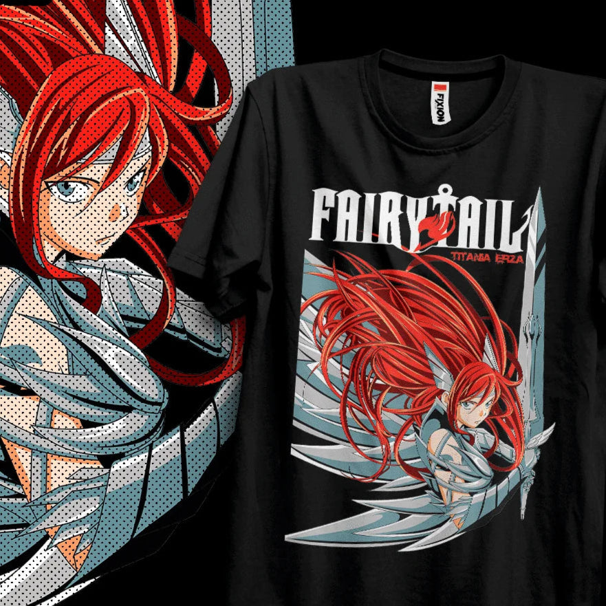 This tee captures the magic of Erza Scarlet. If you're looking for more Fairy Tail merch, we have it all! Check out our anime merch now—free shipping!
