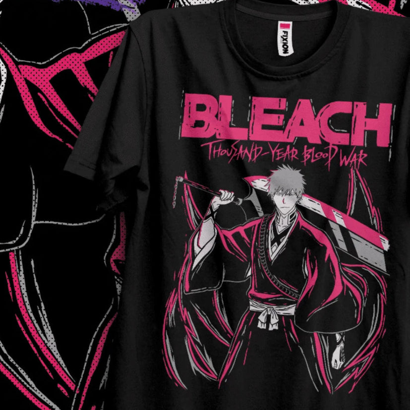 Immerse yourself in this striking Ichigo Kurosaki Tee, perfect for anime fans. Looking for more Bleach merch? Explore our full collection of anime merch now!