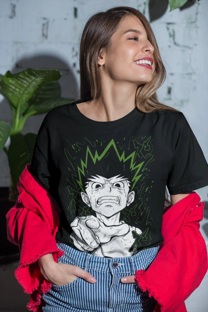 This tee features Gon Freecss in an electrifying pose, capturing his intense determination and spirit. If you are looking for more Hunter X Hunter Merch, We have it all! | Check out all our Anime Merch now!