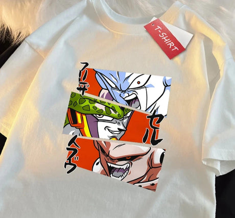 Here at Everythinganimee we only have the best shirts in the world! Step into the world of Dragon Ball Z with the Villains Tee, featuring the fearsome trio of iconic antagonists: Frieza, Cell, and Majin Buu. This design captures the intense expressions and power of each villain, bringing their menacing presence to life in vibrant colors.