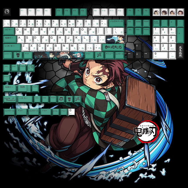 Demon Slayer Kamado Nezuko Cartoon Anime Keycap Full Set Pbt Five-Sided Sublimation Original Height for Mechanical Keyboard, everythinganimee