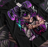 Here at Everythinganimee we have the best anime shirts in the world.
Channel the fierce energy of Hiei from Yu Yu Hakusho with this electrifying Cursed Tee. Featuring the legendary demon in all his intense glory, this design bursts with bold purples and striking visuals that showcase Hiei’s unmatched power.