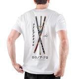 Here at Everythinganimee we have the best anime shirts in the world. 
Embrace the strength and skill of Roronoa Zoro with this epic Three Sword Style Tee from One Piece.