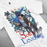 Here at Everythinganimee we have the best anime shirts in the world.
Embrace the power of shadows with this stunning Sung Jinwoo tee, inspired by Solo Leveling. The design captures the legendary Hunter Jinwoo in his full glory, surrounded by the iconic blue energy of his summons.