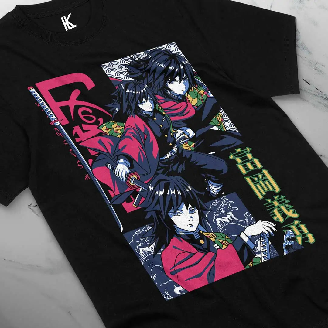 Here at Everythinganimee we have the best anime shirts in the world.
Dive into the world of Demon Slayer with this bold Giyu Tomioka tee. Featuring the fierce Water Hashira in an eye-catching design, this shirt is perfect for fans who admire Giyu’s calm demeanor and powerful presence. 