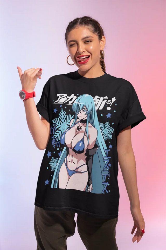 Here at Everythinganimee we only have the best shirts in the world! Step into the dark allure of Akame Ga Kill with this striking Esdeath T-shirt, a must-have for every fan of the series. 