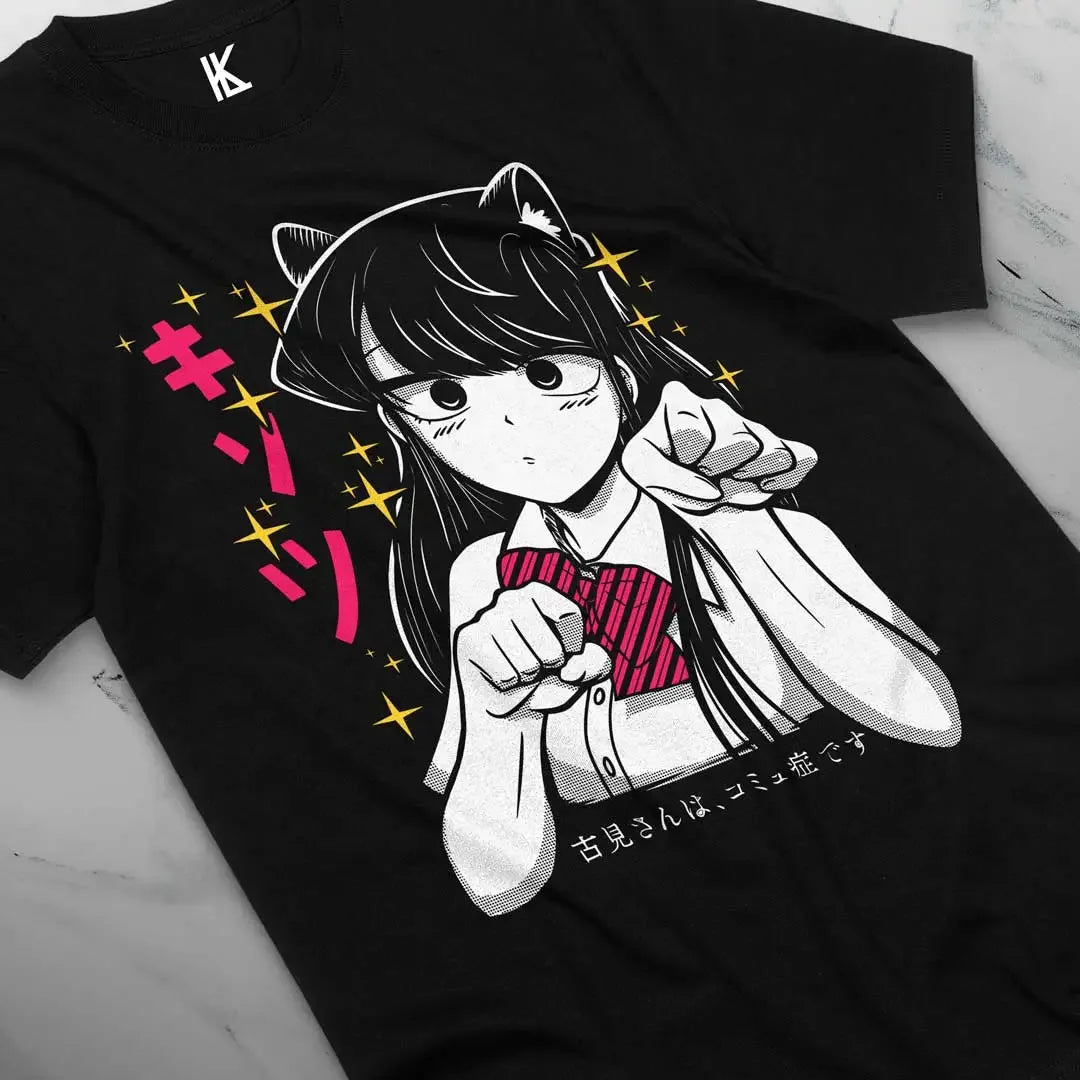 Here at Everythinganimee we have the best anime shirts in the world.
Step into the adorable and charming world of Komi Can't Communicate with this delightful Komi Shy Pose Tee. Featuring Komi in a classic cat-like pose with her endearing expression.