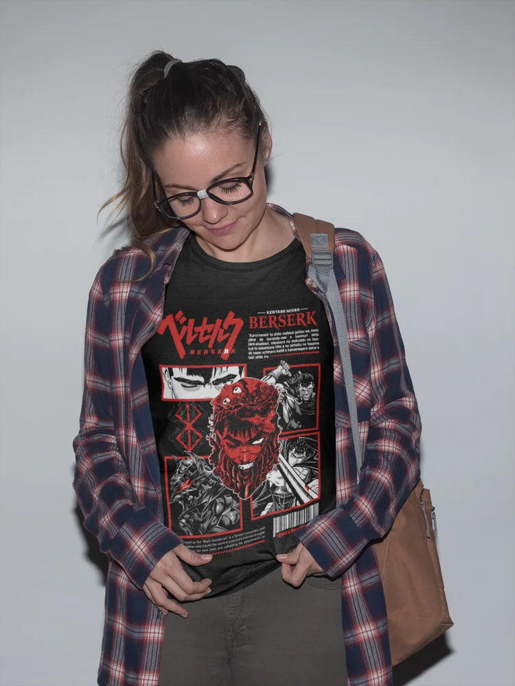 Immerse yourself in this Guts tee, perfect for anime fans. Looking for more Berserk merch? Explore our full collection of anime merch now!