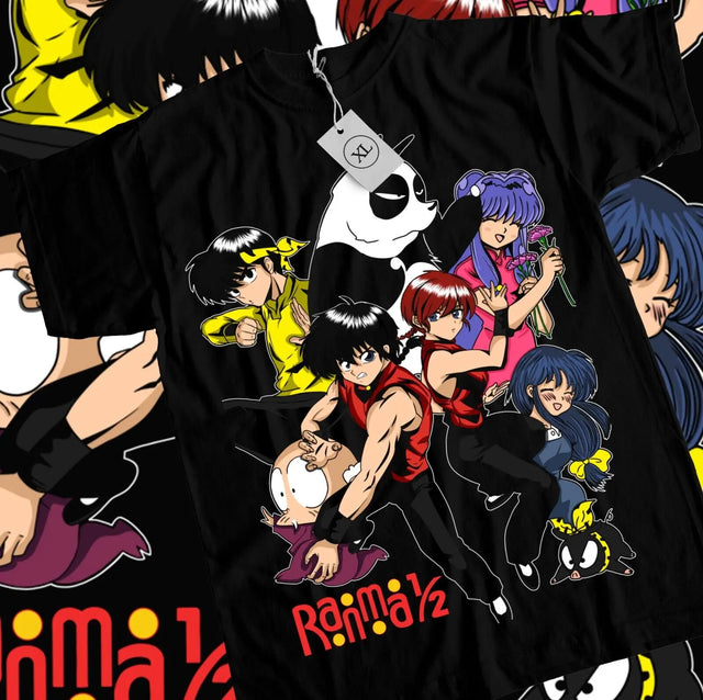 Here at Everythinganimee we have the best anime shirts in the world. 
Celebrate the quirky and action-packed world of Ranma ½ with this dynamic Battle Squad tee. 