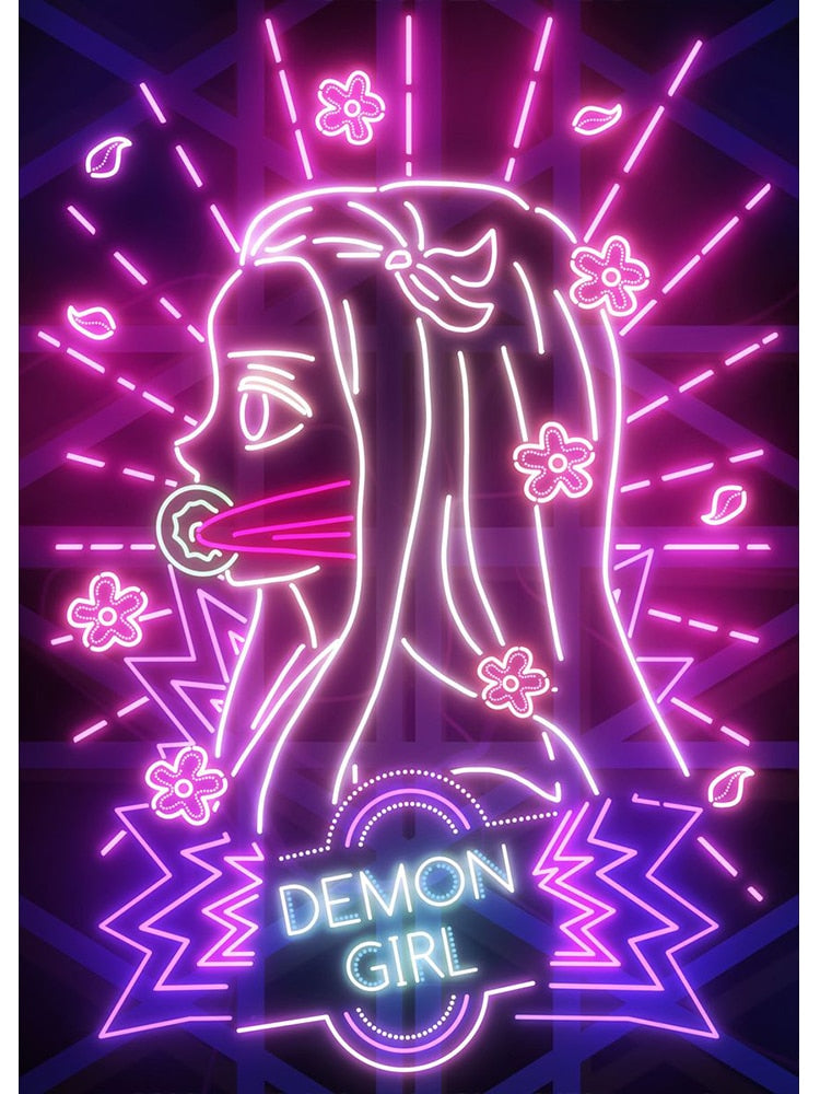 Neon Style Demon Slayer Posters