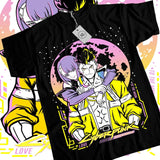 Here at Everythinganimee we have the best anime shirts in the world. Step into the future with this stunning Cyberpunk Edgerunners tee featuring the vibrant bond of love in a cyberpunk world. 