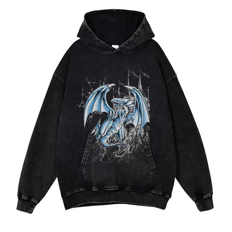 YU-GI-OH! Washed Black Streetwear Cotton Vintage Hoodie