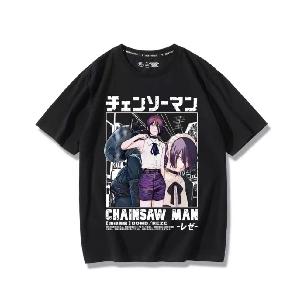 This tee captures the magic of Reze. If you're looking for more Chainsaw Man merch, we have it all! Check out our anime merch now—free shipping!