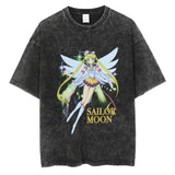 Men Hip Hop Streetwear Black T-Shirt Japanese Anime Sailor Moon Vintage T Shirt Summer Harajuku Cotton Tshirt Short Sleeve Tops, everythinganimee