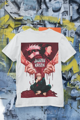 Here at Everythinganimee we have the best anime shirts in the world.
Step into the world of Jujutsu Kaisen with this striking shirt that features an intense design of Yuji Itadori surrounded by the powerful presence of Sukuna.