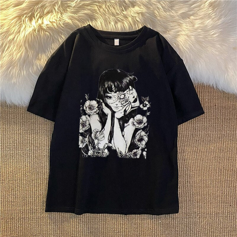 Upgrade your wardrobe with our Gothic Glance Harajuku Anime Tee | If you are looking for more Goth Anime Merch, We have it all! | Check out all our Anime Merch now!