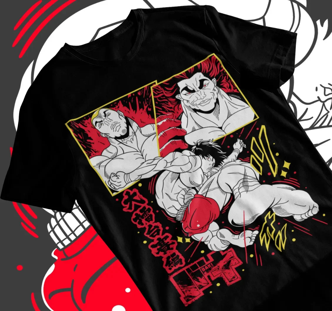 Here at Everythinganimee we have only the best anime merch! Free Global Shipping.
Step into the ring with the indomitable Baki Hanma and his fierce father Yujiro Hanma with this powerful Baki the Grappler t-shirt.