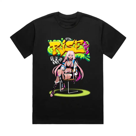 Here at Everythinganimee we have the best anime shirts in the world.
Embrace the edgy and vibrant style of YFU Baby with this Rise Tee. Featuring bold graffiti-inspired text and a striking character design, this shirt is perfect for fans of street style and anime fusion.