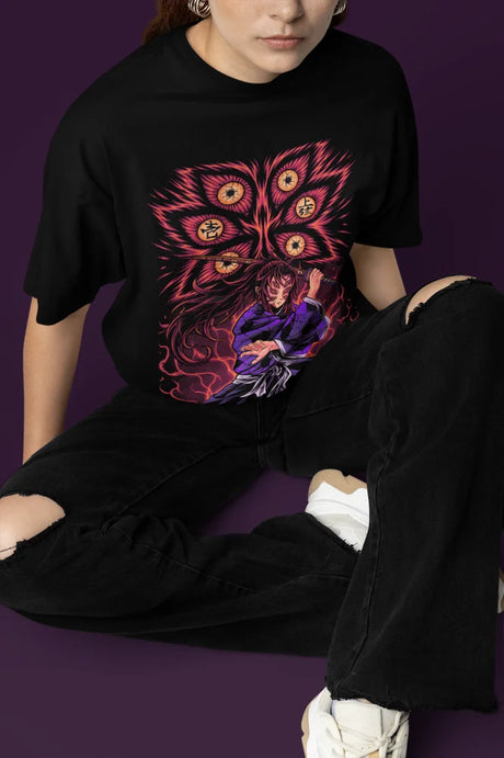 Immerse yourself in this striking Kokushibo  Tee, perfect for anime fans. Looking for more Demon Slayer merch? Explore our full collection of anime merch now!