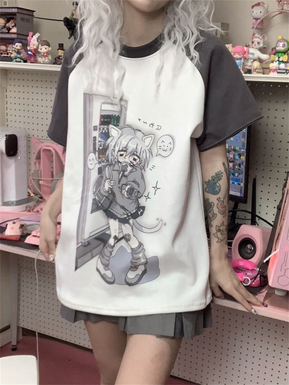 Futuristic Retro EVE★GIRL'S EGG★ Detachable Sleeve Cotton Tee