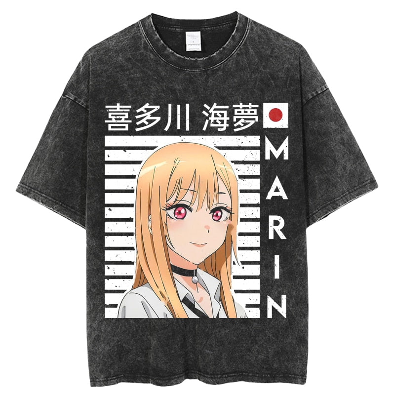 Anime My Dress Up Darling Harajuku T Shirt Men Hip Hop Vintage Washed 100% Cotton Streetwear Short Sleeve Graphic Unisex T-Shirt, everythinganimee