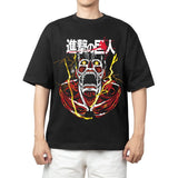 Here at Everythinganimee we have the best anime shirts in the world.
Unleash the fury of the Colossal Titan with this electrifying Attack on Titan tee. Featuring the terrifying visage of the Colossal Titan in mid-roar, surrounded by bolts of lightning.