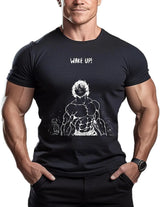 Here at Everythinganimee we have the best anime shirts in the world. Channel the unstoppable energy of Hanma Baki with this bold 'Wake Up' tee. Featuring the powerful imagery of Baki in his iconic form, this shirt is designed for fans who want to embody the strength and determination of their favorite anime character. 