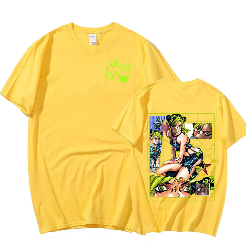 This tees captures the magic of Jolyne. If you're looking for more JoJo's Bizarre Adventure merch, we have it all! Check out our anime merch now—free shipping!