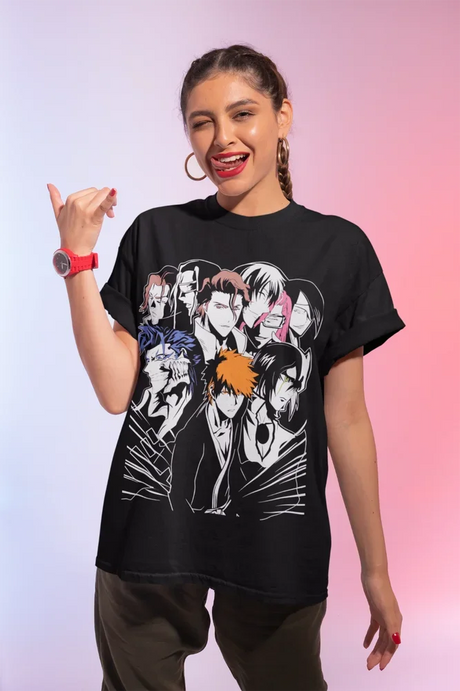 Immerse yourself in this striking Bleach characters Tee, perfect for anime fans. Looking for more Bleach  merch? Explore our full collection of anime merch now!