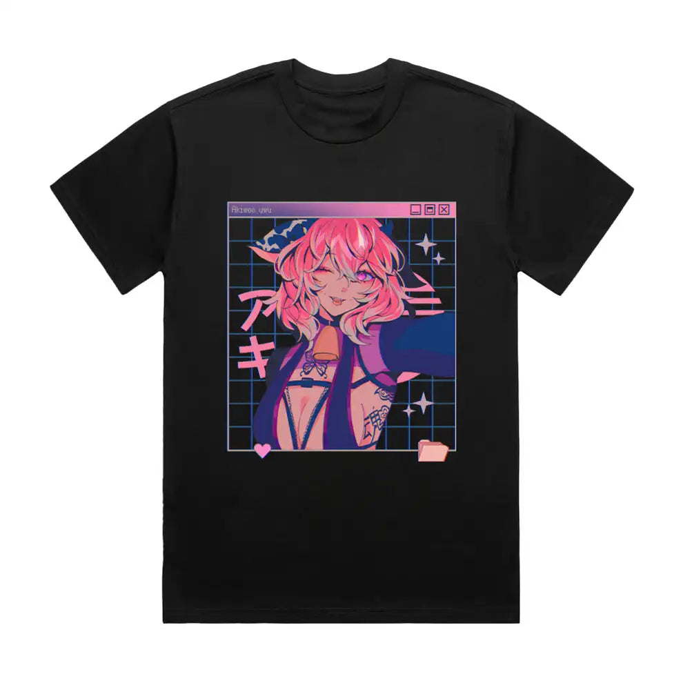 Here at Everythinganimee we have the best anime shirts in the world.
Embrace your playful side with this vibrant Akiwoo UwU shirt, featuring a stunning neon-themed design that stands out with its retro-futuristic vibe. 