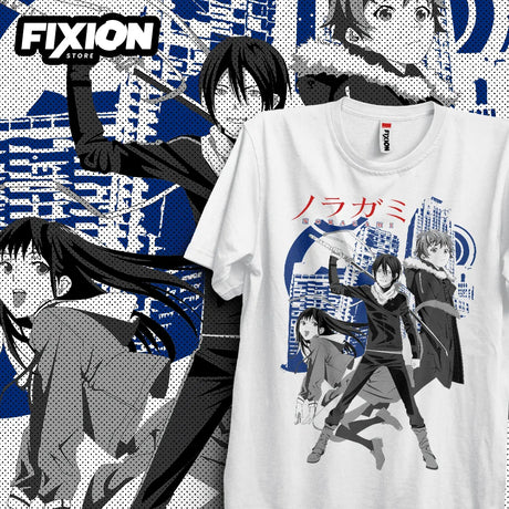 Here at Everythinganimee we have the best anime shirts in the world.
Dive into the captivating world of Noragami with this sleek tee featuring Yato, Hiyori, and Yukine. The design captures the dynamic trio in an urban setting, showcasing their adventures with style and spirit. 