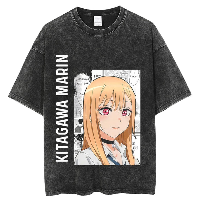 Anime My Dress Up Darling Harajuku T Shirt Men Hip Hop Vintage Washed 100% Cotton Streetwear Short Sleeve Graphic Unisex T-Shirt, everythinganimee