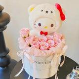 Cherish the kawaii Hello Kitty Cinnamoroll Plush Rose Bouquet, perfect for gifting. Soft, premium quality for special occasions and Hello Kitty fans