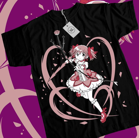 Here at Everythinganimee we have the best anime shirts in the world. 
Celebrate the enchanting world of Madoka Magica with this beautiful Madoka Kaname shirt, featuring her iconic magical girl form. 