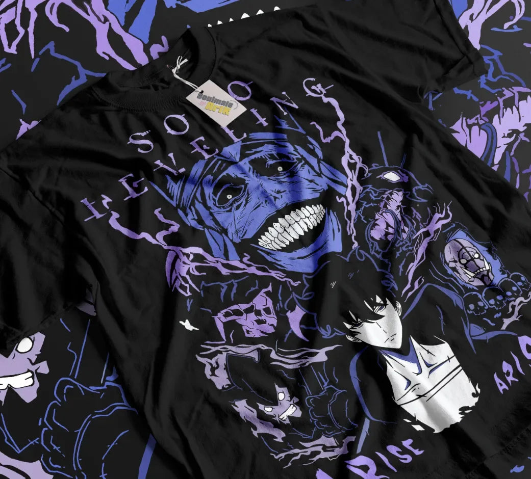 Here at Everythinganimee we have only the best anime merch! Free Global Shipping.
Step into the world of Solo Leveling with this dynamic T-shirt featuring the fearless Sung Jin Woo. 