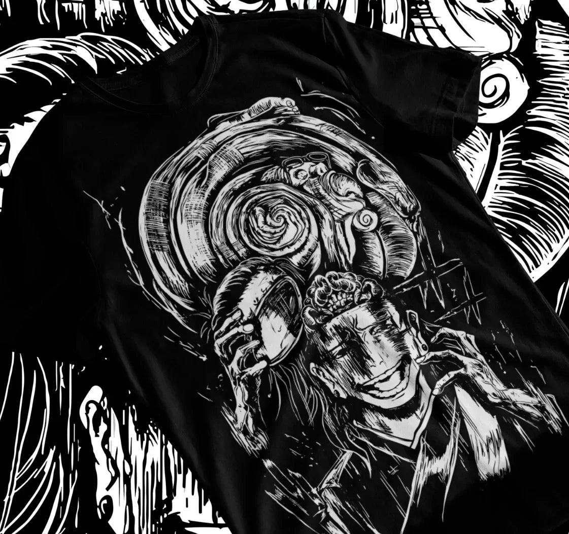 Here at Everythinganimee we have only the best anime merch! Free Global Shipping.
Step into the mysterious world of Jujutsu Kaisen with this striking Geto Suguru Brain T-shirt.